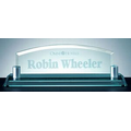 Curved Nameplate w/ Aluminum Holder on Jade Glass Base (3 7/8"x13"x3")